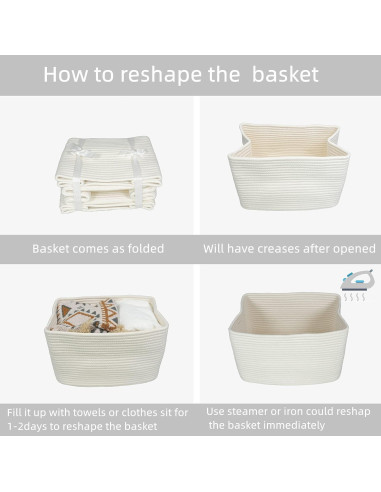 Cesta de Almacenamiento XUANGUO Algodón 3 Piezas Blanca