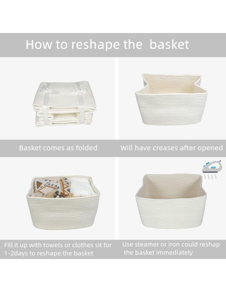 Cesta de Almacenamiento XUANGUO Algodón 3 Piezas Blanca