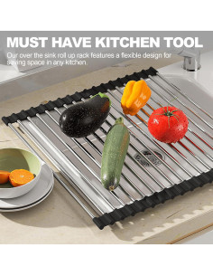 Estante para Secar Platos NEZUIBAN Enrollable 43,69x39,88cm Negro 2