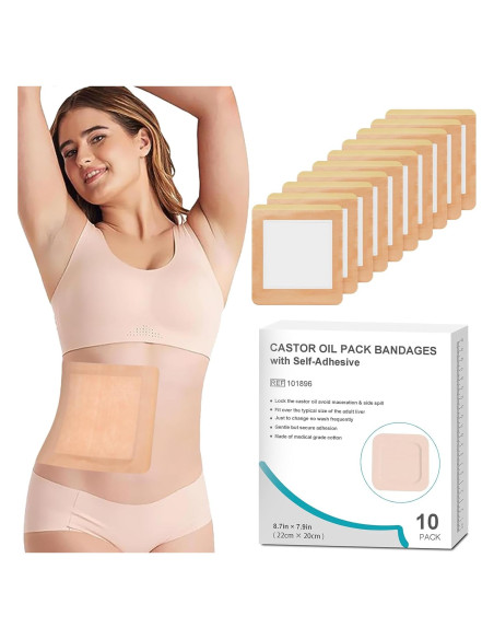 10 Piezas Paquete de Almohadillas de Aceite de Ricino Orgánico 22x20cm