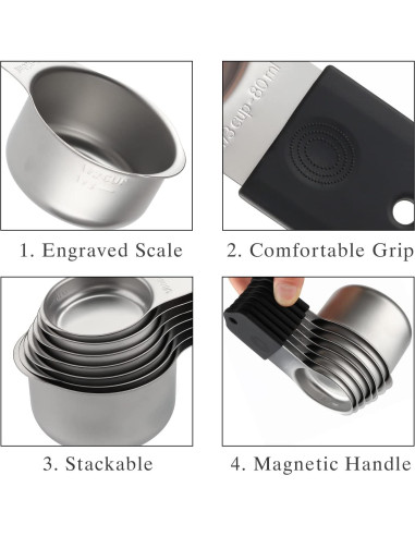 Juego de Tazas y Cucharas Medidoras Magnéticas Turewin