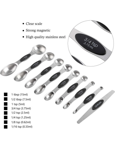 Juego de Tazas y Cucharas Medidoras Magnéticas Turewin