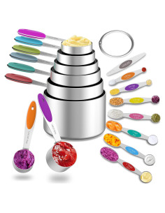 Juego de Tazas y Cucharas Medidoras Minteem Acero Inoxidable