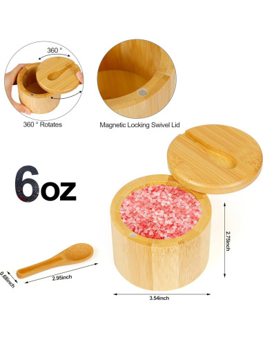 Caja de Sal de Bambú Loscarol con Tapa Magnética 170g