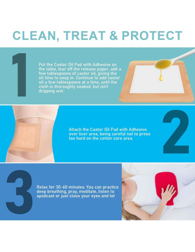 10 Piezas Paquete de Almohadillas de Aceite de Ricino Orgánico 22x20cm