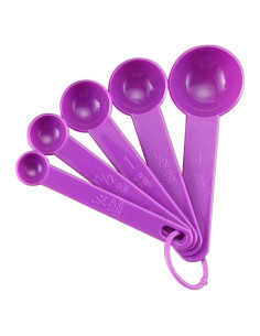 Juego de 5 cucharas medidoras Htppzjr plásticas blancas y moradas