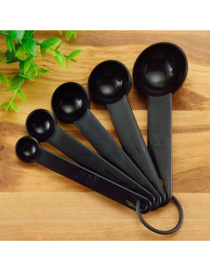 Juego de 5 cucharas medidoras Htppzjr plásticas blancas y moradas 2