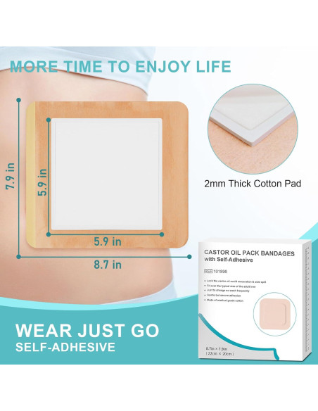 10 Piezas Paquete de Almohadillas de Aceite de Ricino Orgánico 22x20cm