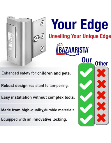 Cerradura de Refuerzo BAZAARISTA 3PACK Seguridad Alta Aluminio