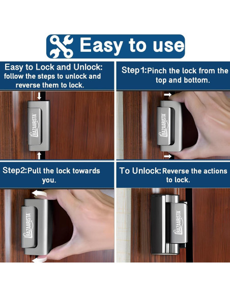 Cerradura de Refuerzo BAZAARISTA 3PACK Seguridad Alta Aluminio