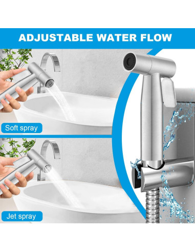 Rociador de Bidet de Mano Aukomer Acero Inoxidable Ajustable