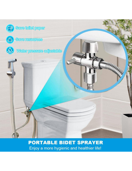 Rociador de Bidet de Mano Aukomer Acero Inoxidable Ajustable