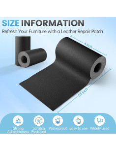 Kit de reparación de cuero Sgooyir 10,16x160 cm negro 2