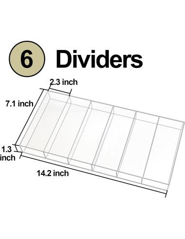 Organizador de Cajón ZEXALOR Transparente 6 Compartimentos