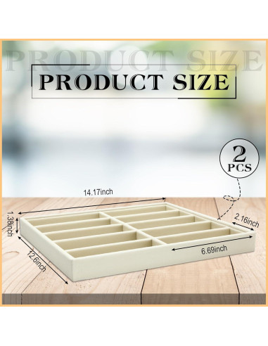 Organizador de Gafas Batiyeer 10 Rejillas Terciopelo Blanco 2 Pcs