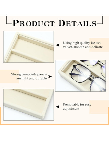 Organizador de Gafas Batiyeer 10 Rejillas Terciopelo Blanco 2 Pcs