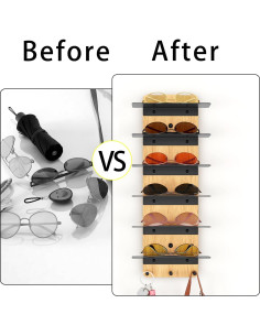 Organizador de Gafas de Sol XEENEW Montado en Pared Negro 2