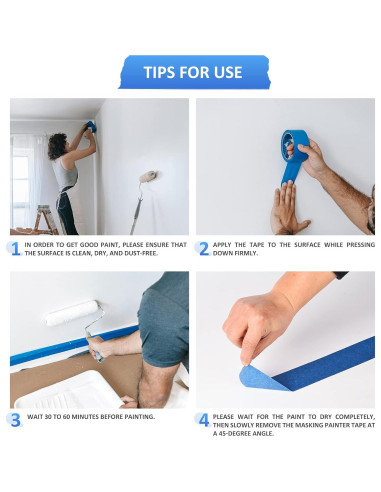 10 Rollos de Cinta de Pintor Azul 5 cm x 50 m SEBETOW