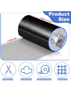 Cinta de reparación de malla 12.7cm x 6.1m CroBlissful Negra 2