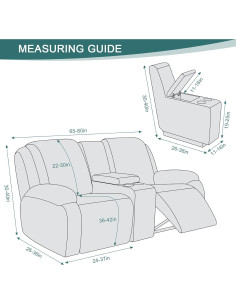 Cubierta de Loveseat Reclinable Ruaozz 2 Asientos Gris 2