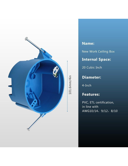 Caja eléctrica de techo redonda 1 gang XGGYA 20 Pulgadas