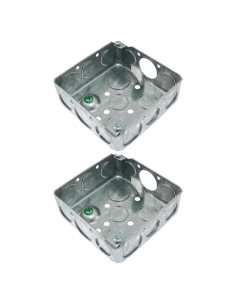 Maxmoral 2 Cajas Eléctricas Cuadradas 10x10 cm Acero Galvanizado