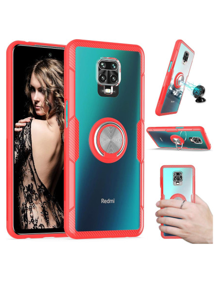 Funda Clear Ring Armor QSEEL para Xiaomi Redmi Note 9S Rojo Funda Clear Ring Armor QSEEL para Xiaomi Redmi Note 9S Rojo