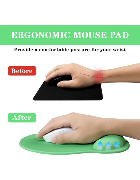 Almohadilla para Mouse Ergonómica KEPUTAIER Verde con Reposamuñecas