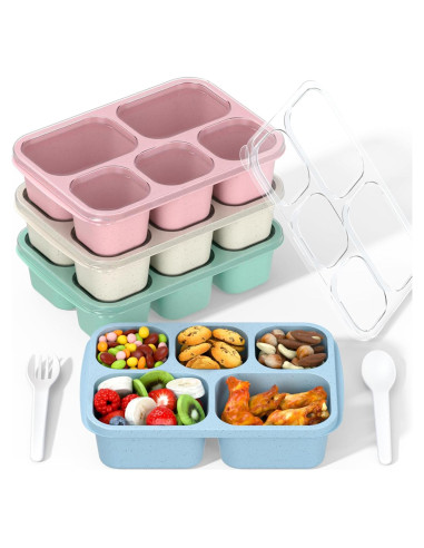 Bento Box Enstphjoy 4 Unidades 5 Compartimentos Verde/Azul/Rosa/Beige