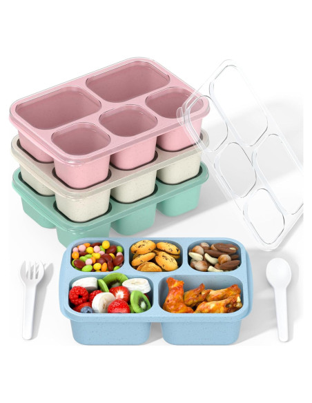 Bento Box Enstphjoy 4 Unidades 5 Compartimentos Verde/Azul/Rosa/Beige