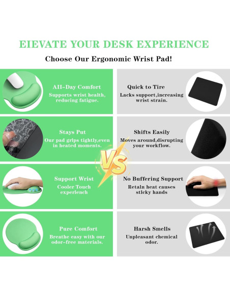 Almohadilla para Mouse Ergonómica KEPUTAIER Verde con Reposamuñecas
