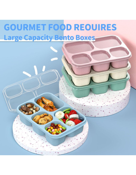 Bento Box Enstphjoy 4 Unidades 5 Compartimentos Verde/Azul/Rosa/Beige
