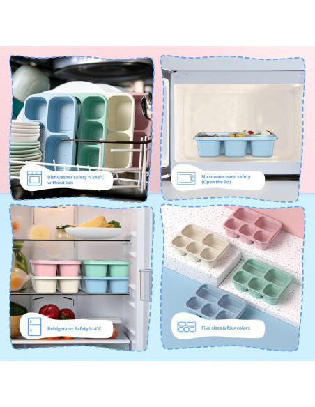 Bento Box Enstphjoy 4 Unidades 5 Compartimentos Verde/Azul/Rosa/Beige