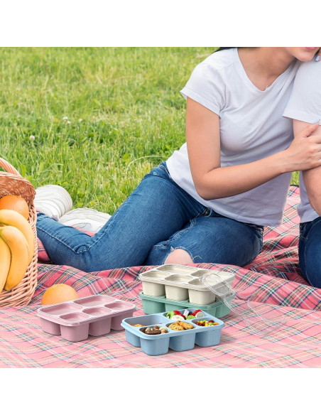 Bento Box Enstphjoy 4 Unidades 5 Compartimentos Verde/Azul/Rosa/Beige