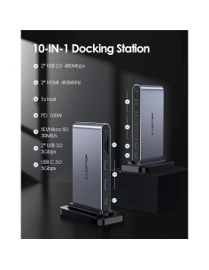 Lention Estación Acoplamiento USB C 10-en-1 4K HDMI 100W 2
