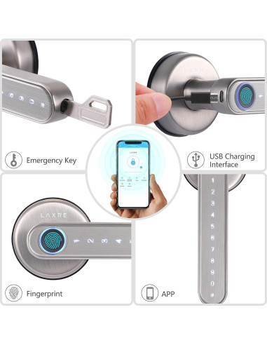 Cerradura Inteligente Laxre Biométrica Bluetooth 5 en 1