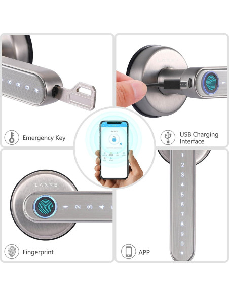 Cerradura Inteligente Laxre Biométrica Bluetooth 5 en 1