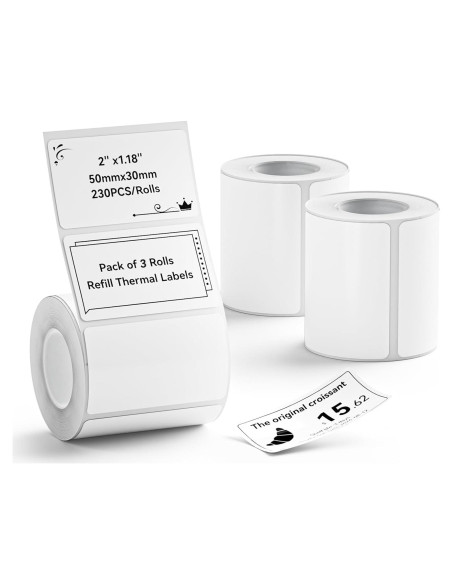 Conjunto 3 Rollos Etiquetas NIIMBOT 50x30mm Impermeables