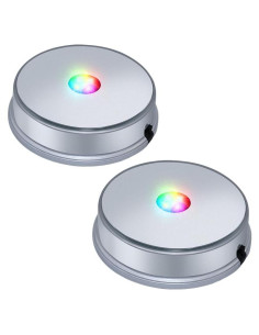 Base de Exhibición LED PHOSOK Plateada Multicolor - Paquete de 2