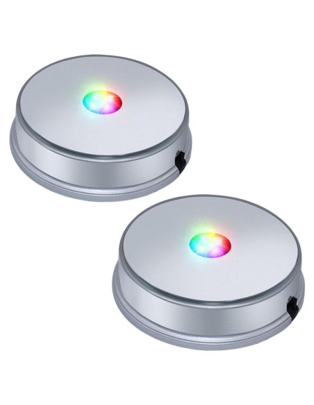 Base de Exhibición LED PHOSOK Plateada Multicolor - Paquete de 2