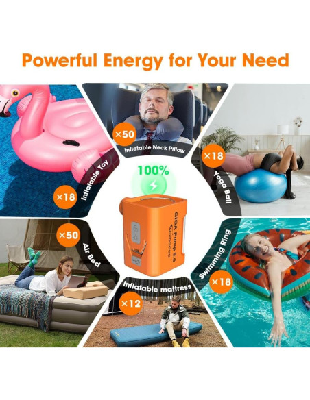 Bomba de Aire Portátil Aerogogo GP5FBA 5kPa 300L/min Naranja
