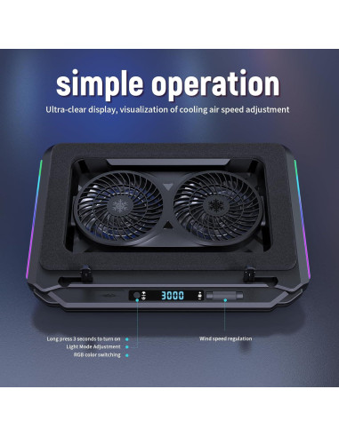 Base de Enfriamiento para Laptop Gaming Katruy 14-21" RGB