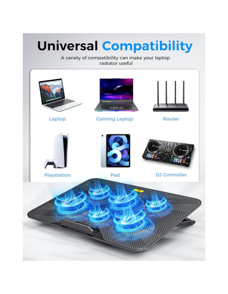 Base de Enfriamiento AICHESON para Laptop 6 Ventiladores 33-43 cm