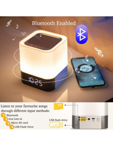 Altavoz Bluetooth HoaBoly con Reloj Despertador y Luz LED
