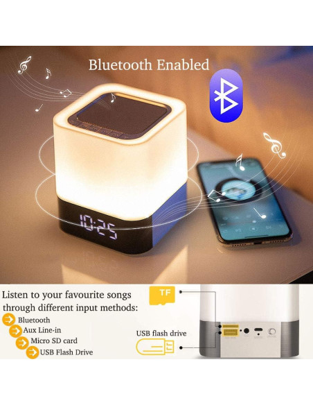 Altavoz Bluetooth HoaBoly con Reloj Despertador y Luz LED