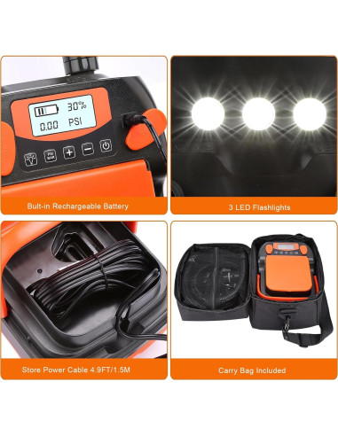 Bomba de Aire Eléctrica AGPTEK 16PSI 12V Recargable para SUP