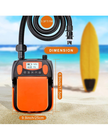 Bomba de Aire Eléctrica AGPTEK 16PSI 12V Recargable para SUP