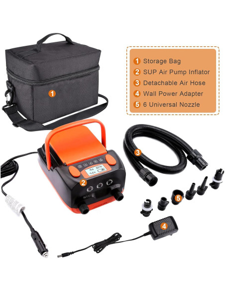 Bomba de Aire Eléctrica AGPTEK 16PSI 12V Recargable para SUP