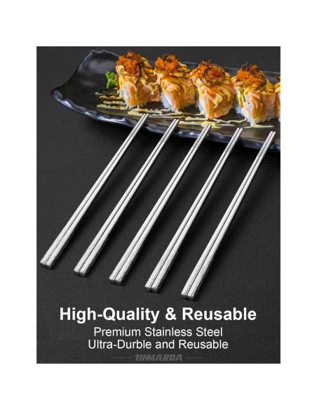 Palillos de Metal Reutilizables TINMARDA 5 Pares Acero Inoxidable Palillos de Metal Reutilizables TINMARDA 5 Pares Acero Inoxidable