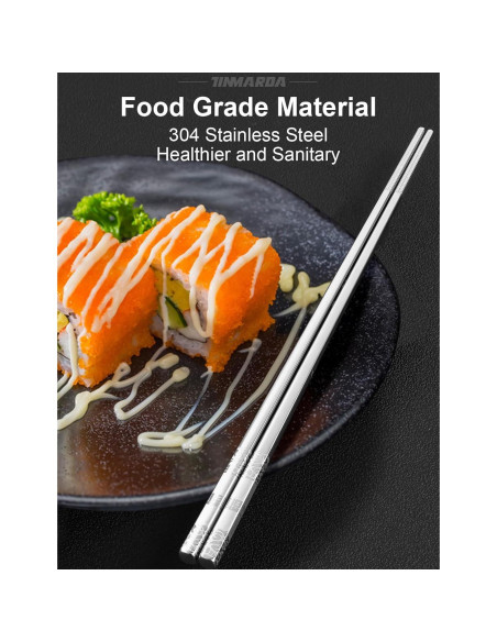 Palillos de Metal Reutilizables TINMARDA 5 Pares Acero Inoxidable Palillos de Metal Reutilizables TINMARDA 5 Pares Acero Inoxidable